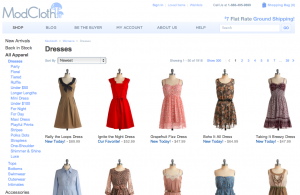 Modcloth Landing Page